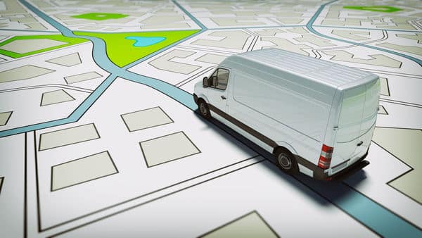 White van on map